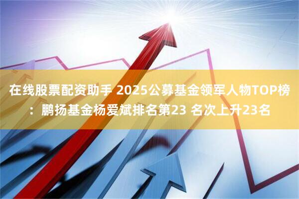 在线股票配资助手 2025公募基金领军人物TOP榜：鹏扬基金杨爱斌排名第23 名次上升23名