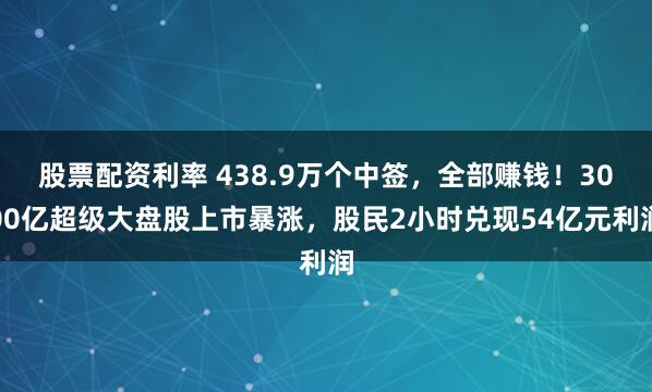 股票配资利率 438.9万个中签，全部赚钱！3000亿超级大盘股上市暴涨，股民2小时兑现54亿元利润
